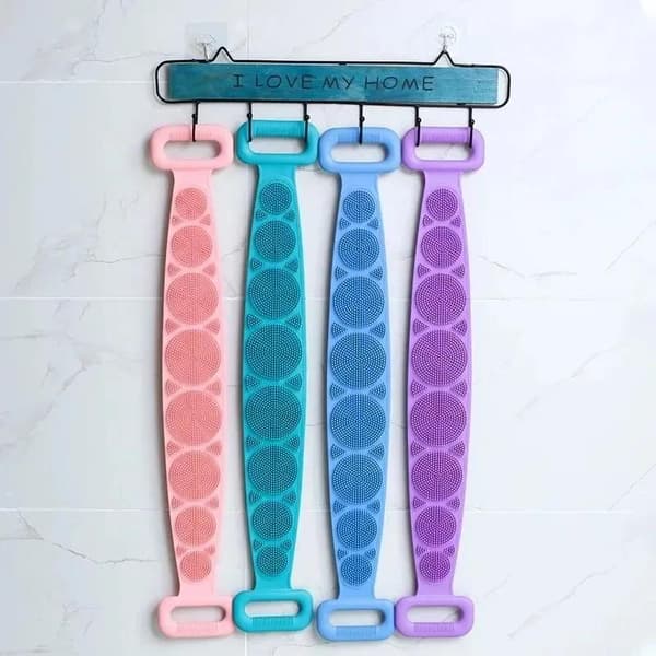Silikon Kroppssvamp Förlängda Ryggborstar Duschbälte Skrubber Green