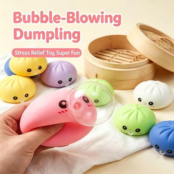 Dumpling Blow Bubbles Leketøy Dumpling Squishies Med Steamer Fidg 1pc