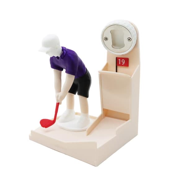 Golffigur Ölflasköppnare med kapsylsamlarfack för hemmet A3