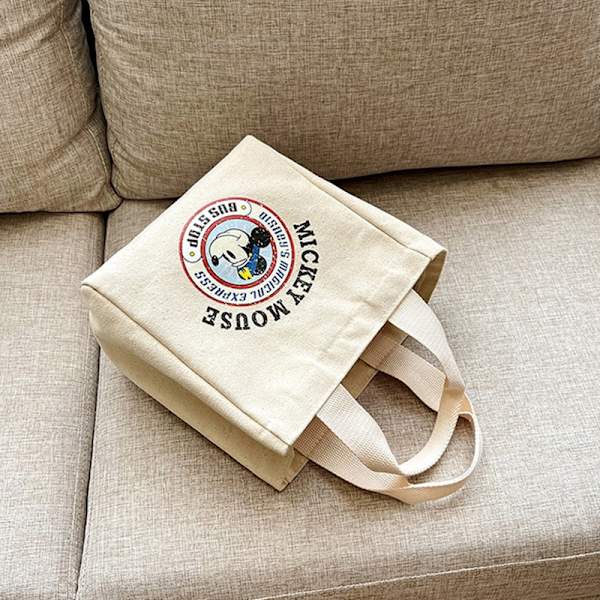 Ny lærred tegneserie e Dame Indkøbstaske Dame Fritid Simpl Beige