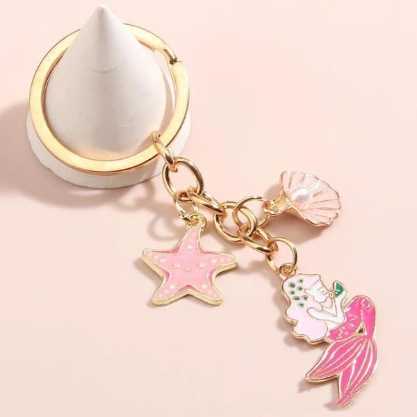Ocean Series Seashell Conch Starfish Nyckelring För Kvinnor Flickor B A4