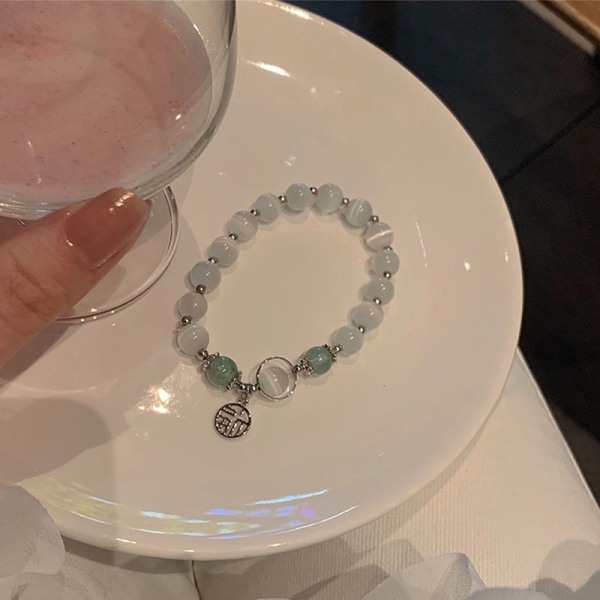 Fashion Creative Lucky Pendant Antik Opal Beads Armbånd Vint