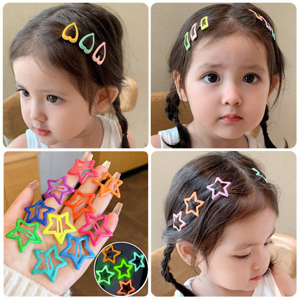 10 STK Candy Color Luminous Star Hårklemmer For Barn Jenter Headw A4