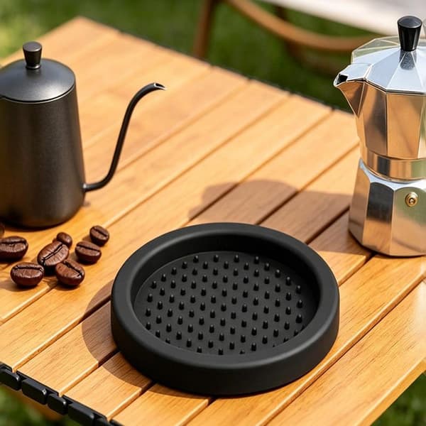 Rund kaffetampermatte i silikon A2
