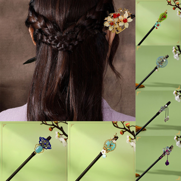 Blomma Hår gafflar Långa tofsar sticks Hårnålar Clips Hair Stick A5