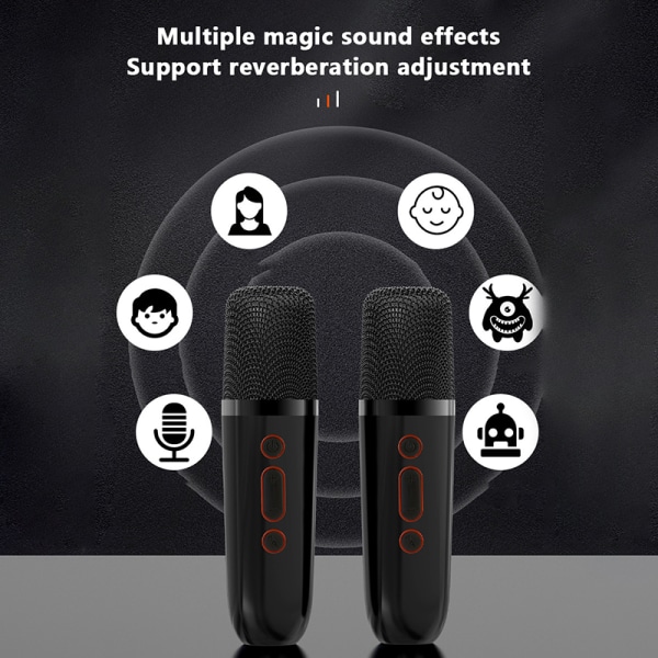 Mekanisk Transparens Bluetooth-højttalere med 2 trådløse mikrofoner Black Speaker 1 Microphone