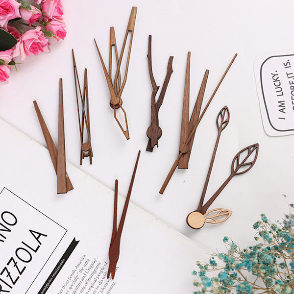 Väggklocka i valnöt med visare, DIY-timvisare, minutvisare och sekundvisare C