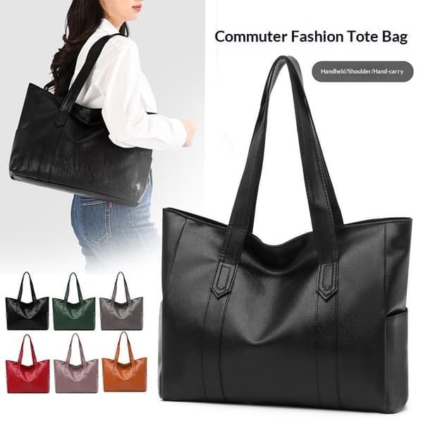 Stor kapacitet mulepose blød læder skuldertaske crossbody taske Black