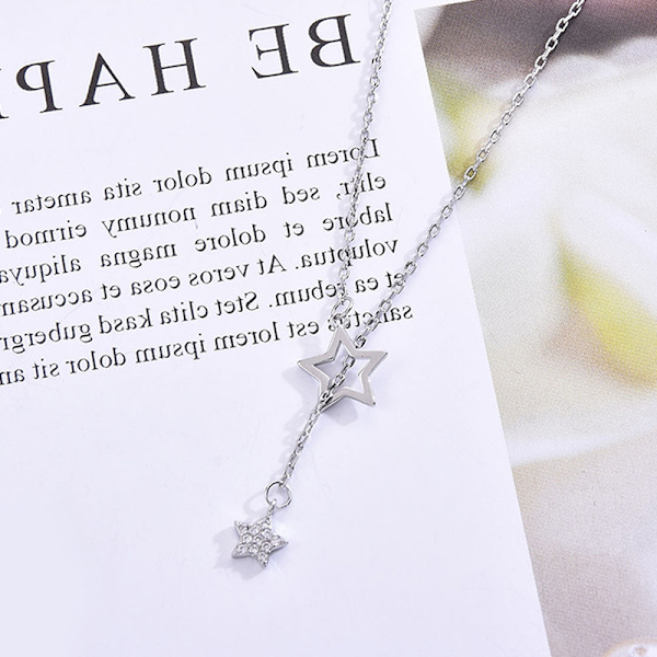 Zirkon stjernelegering halskæde hul elegant kravebenskæde enkel Silver