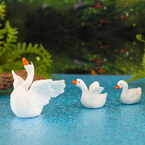 Mini Hvit Svane Dekorasjon Gåse Figur Dukkehus Micro Lands A4