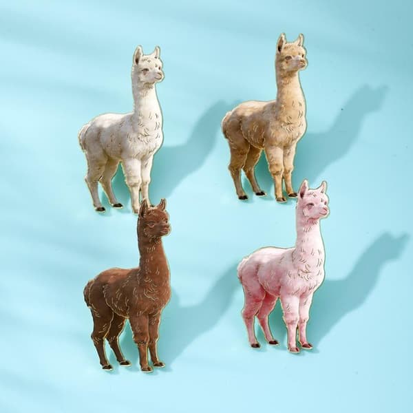 1 stk e 4 farver Alpaca metalnåle til tøj tasker rygsæk revers A2
