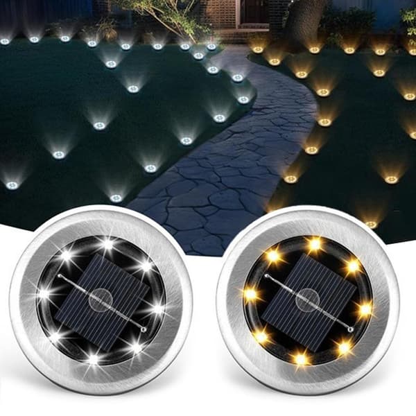 Solcellslampor Utomhus 8LEDs Disk Underjordisk Lampa Spotlight Begravd 2
