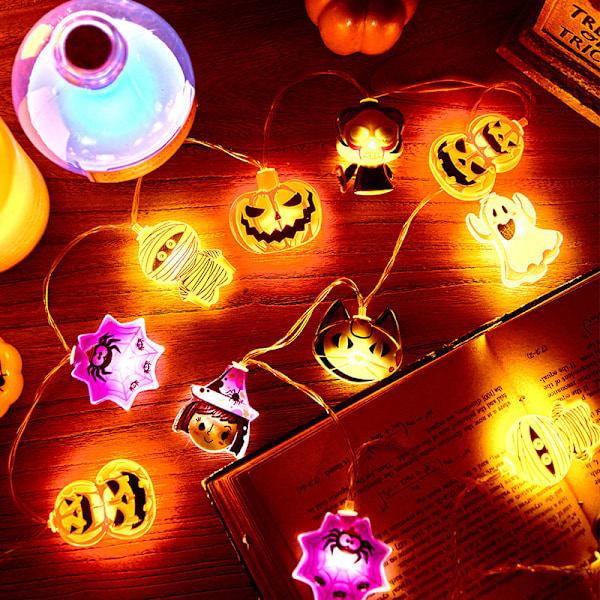 Halloween græskar streng lys flagermus edderkop streng lamper batteri A7