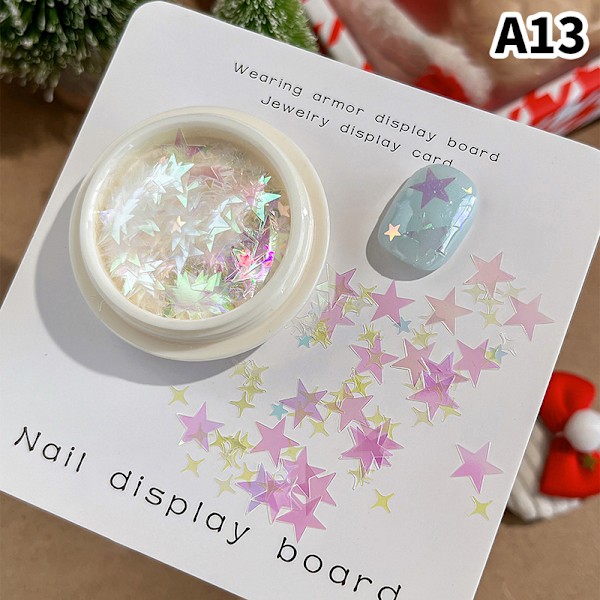 Juldekorationsspetsar Snöflingor Naglar Paljetter Nagelkonst Glitter A13
