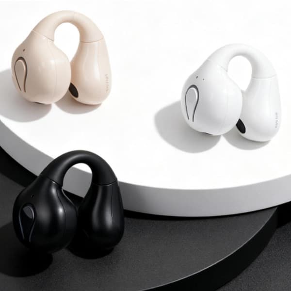 Trådlösa Bluetooth-hörlurar Brusreducering Samtal Ej i örat C White