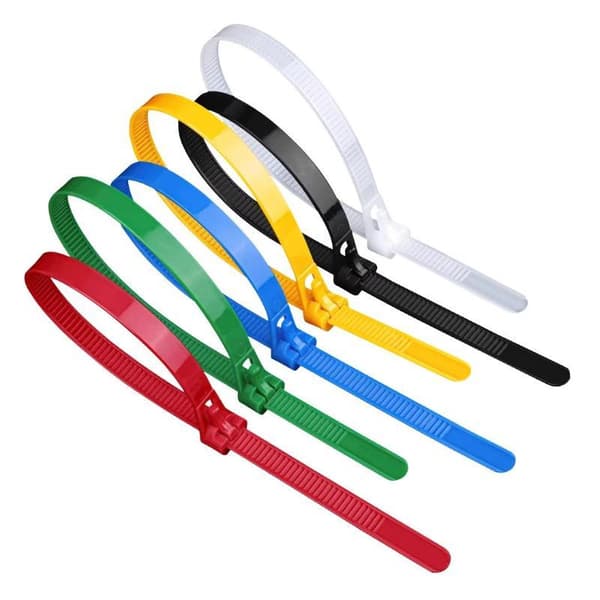 Kraftige genlukkelige genanvendelige kabelbindere af plast, 100 stk. Multicolor