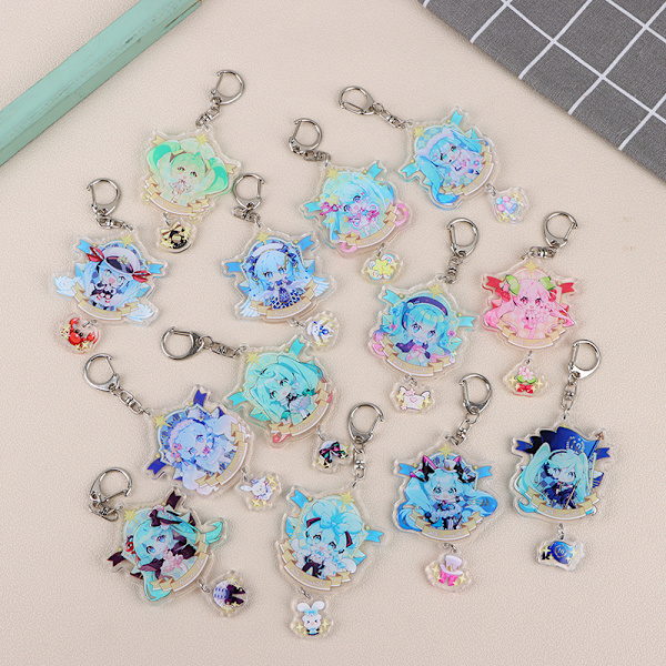 Nyckelringar Anime Miku Nyckelring Väska Berlock Tillbehör Akryl Fa H