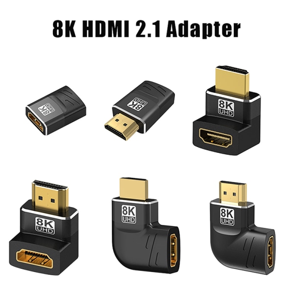HDMI-adapter 90 270 grader rett vinkel HDMI 2.1 8K 60Hz hann til F