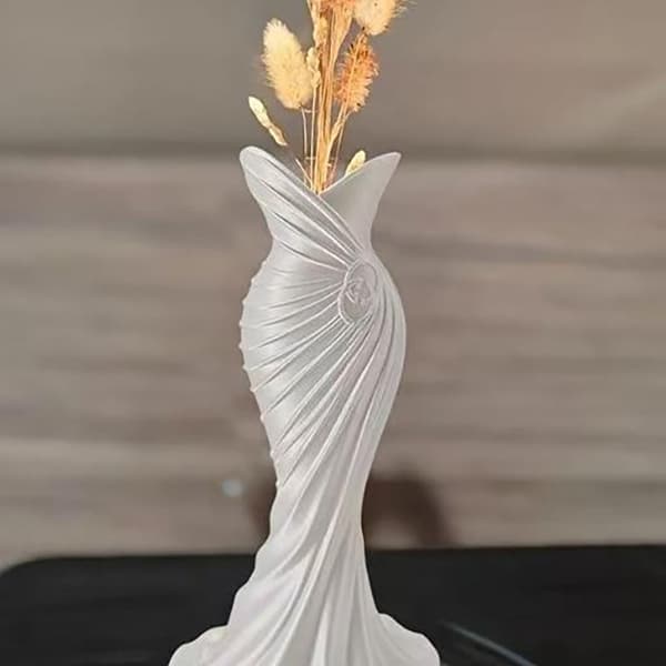 3D-printad elegant klänningsvas Minimalistisk blomvas Heminredning A6