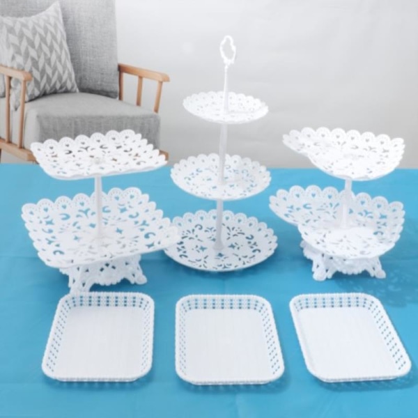 1/2stk Kage Stativ Retter Cupcake Snacks Taller Tre-lags Crea E