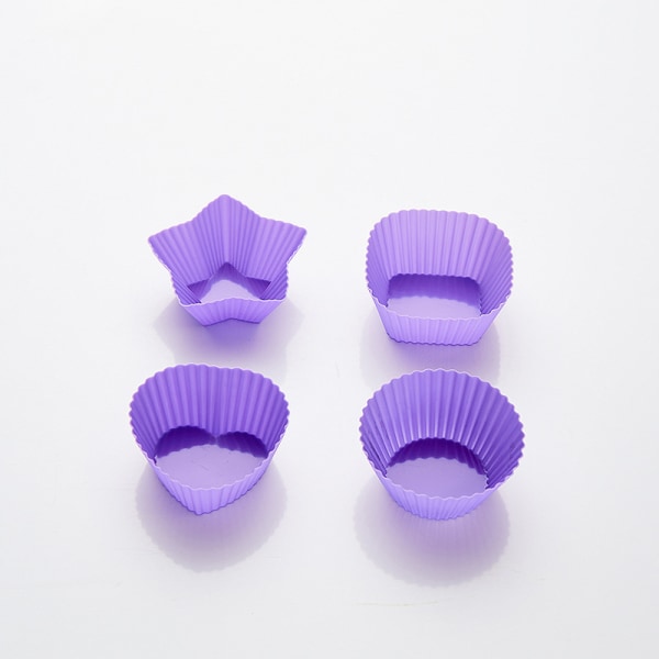 4 Stk/Sæt Mini 4 Styles Form Silikone Muffin Kage Bageforme Purple