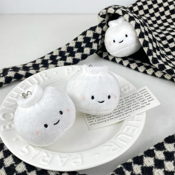 Bedårande Dim Sum Plysch Nyckelring Fluffig Ångad Fylld Bulle Docka C