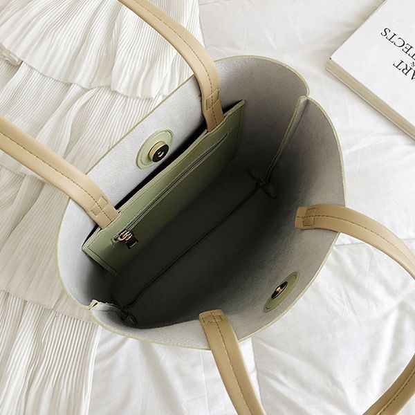 Ensfarget PU-skinn-tote Crossbody-veske Stor kapasitet Enkel A3