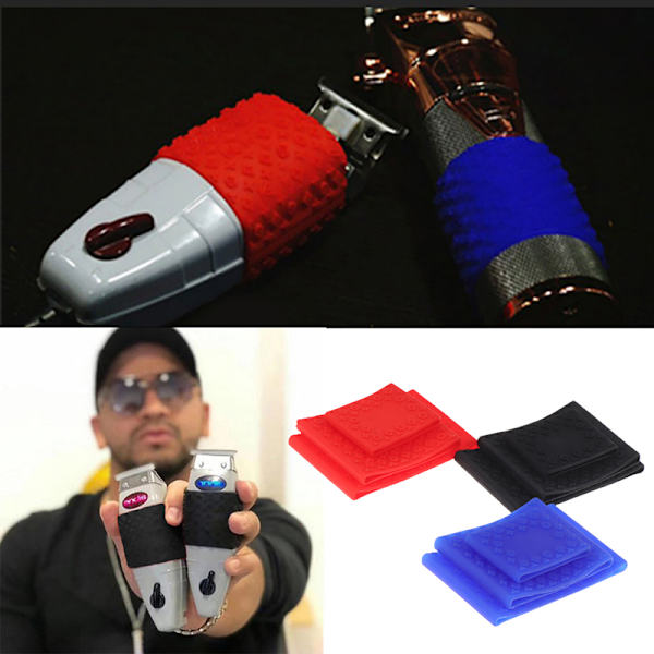 1 STK skridsikker gummiklipper Grip Bands Fading Time Barber Clipp red/M