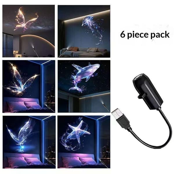 LED USB-projektorlys Projeksjonsmønstre Justerbar Hval Bu A3