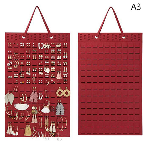 Veggmontert smykkevisning Organizer Bag Vertikal øredobber Nec Red