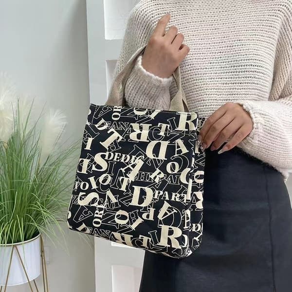 Fashionabla printed S-väskor för kvinnor Casual Canvas Små bärbara B D