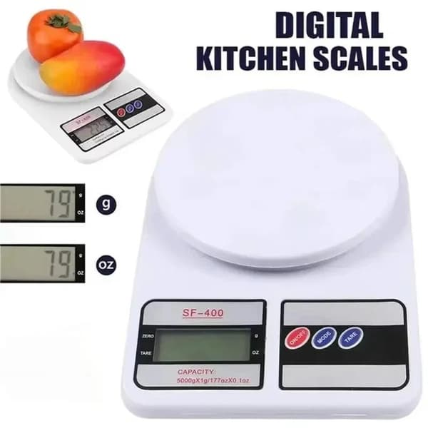 Digital køkkenvægt 10 kg multifunktionsbalance LCD-display White