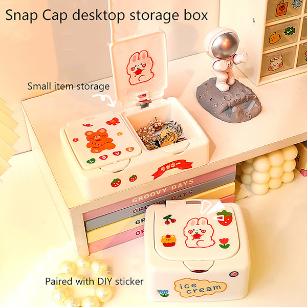 Kawaii tegneserie skrivebordsarrangør boks knap kosmetik smykker make B