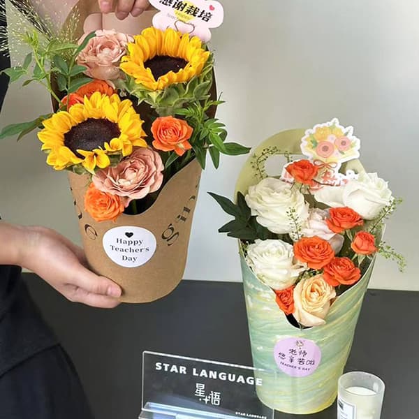 5 st vattentät blomlåda tjock bukett handväska blomförpackning A7