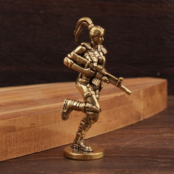 Special Forces Lille Statue Messing Kvindelige Soldater Figurer Ret
