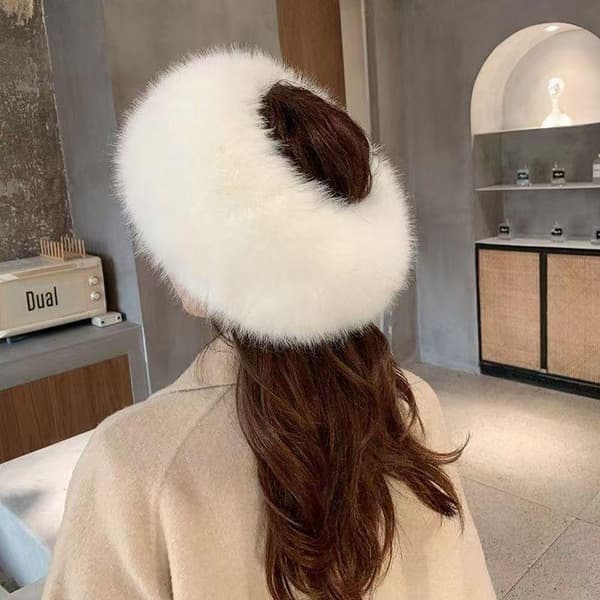 Fluffig pälsmössa Dam Vintermössa Varmt öronskydd Snöskidåkning Rose red