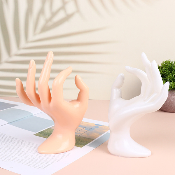 Nyhet OK formet Stand Hand Display Holder For Ring Armbånd N White