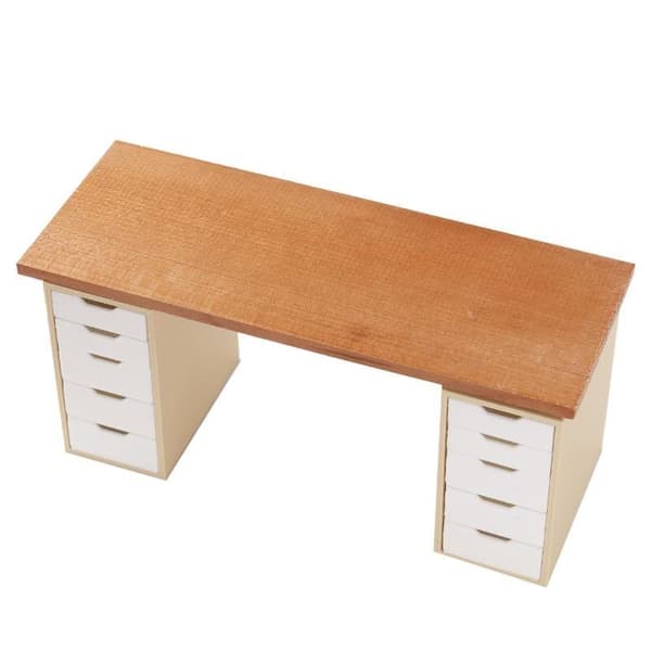 1:12 Dukkehus Miniature Kontorbord og Arkivskab Beige