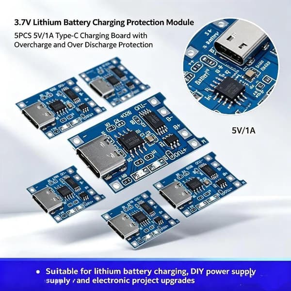 5 kpl TP4056 18650 5V litiumakun latauskorttimoduuli 5PCS