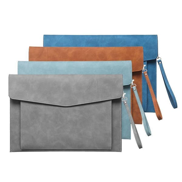 A4 PU-läder dokumentväska förvaringsväska stor kapacitet dubbel-la Brown with strap