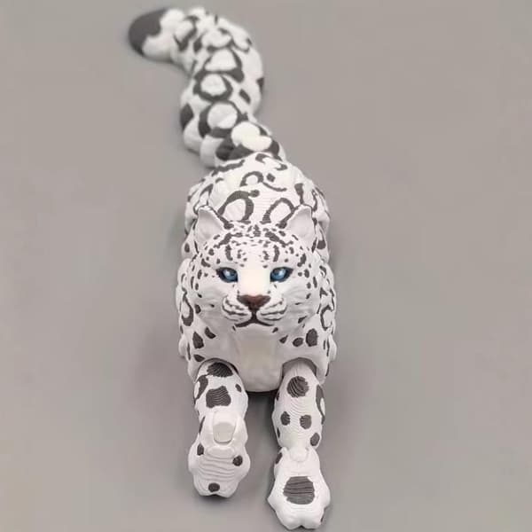 3D-printet snøleopardmodellsimulering med flere bevegelige dyr A4