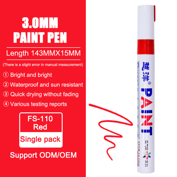 12 Farger Hvit Vanntett Gummi Permanent Paint Marker Pen Bil C