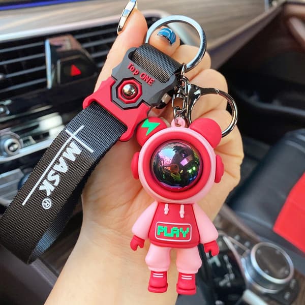 Cartoon Lightning Bear Keychain och Astronaut Bear Doll Keyring B Green