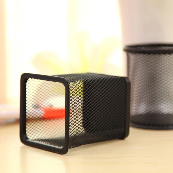 Metal Mesh fyrkantig pennask Skrivbord Creative Organizer Brevpapper De Square