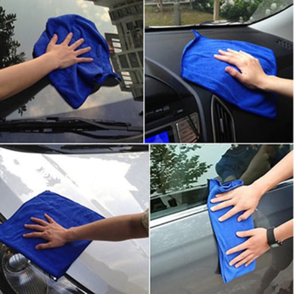 5/10 Stk/sæt Blød Auto Car Microfiber Vaskeklud Rengøringshåndklæder Blue