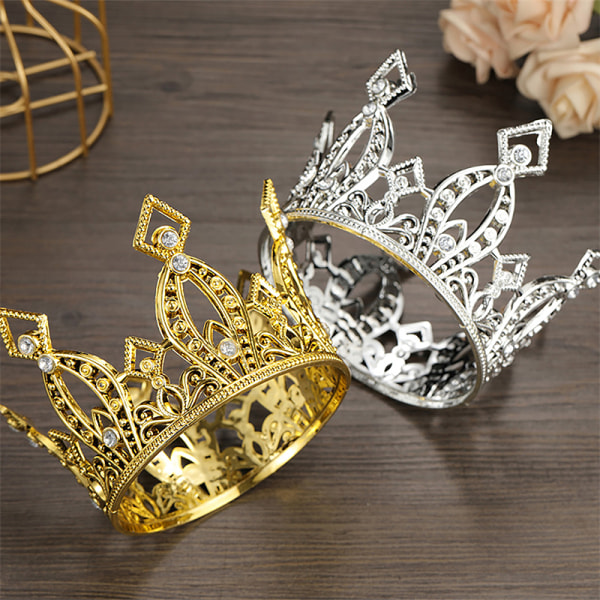 Brude bryllup diadem Crystal Little Crown Brithday kage bagning Gold
