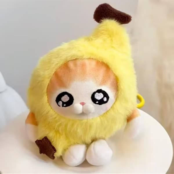 e Fluffy Plys Nøgleringe Banan Kat Grøn Alien Designs Blød Til A1