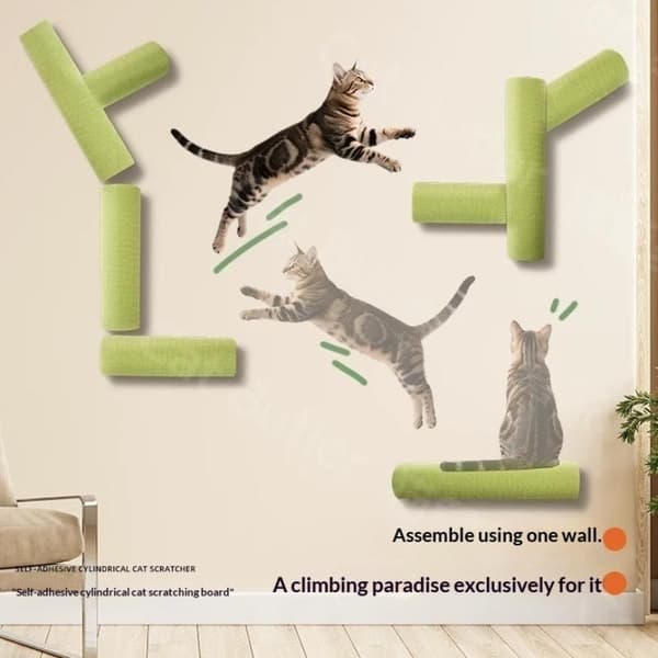 Vertikal kattbräda väggmonterad kattträd självhäftande katt P E 9X9X50CM