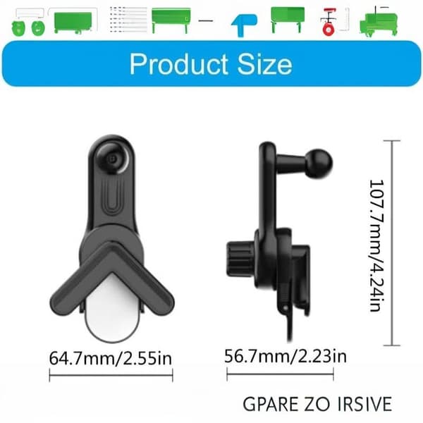 Universal bilskjermholder 16 mm kulehodebase for biltelefon Black