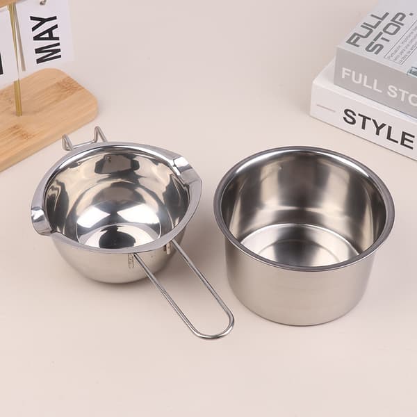 Smeltegryte for stearinlys med rustfri stålgryte for smelting av sjokolade Silver